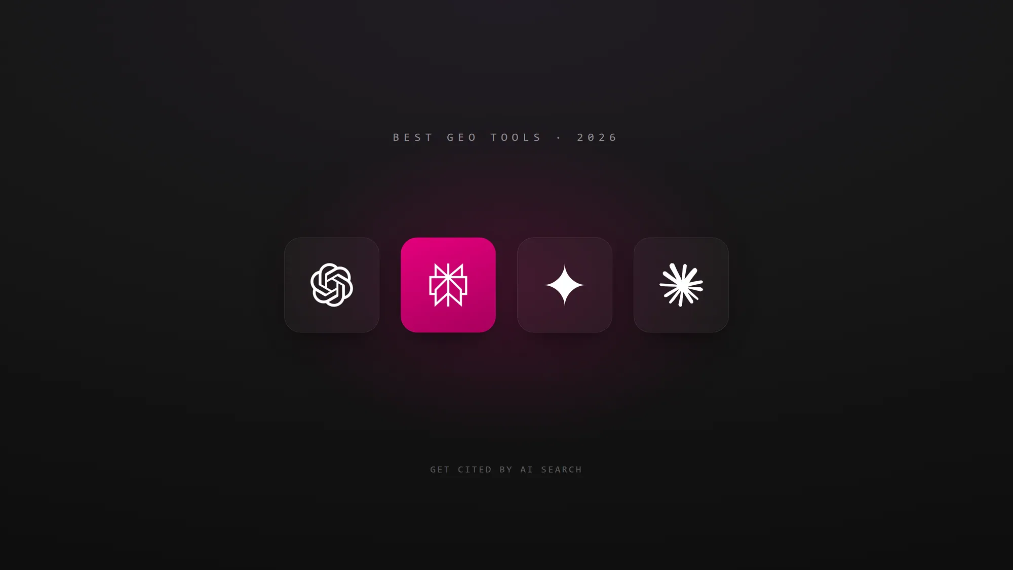 Logos of ChatGPT, Perplexity, Gemini and Claude, the best GEO tools for 2026