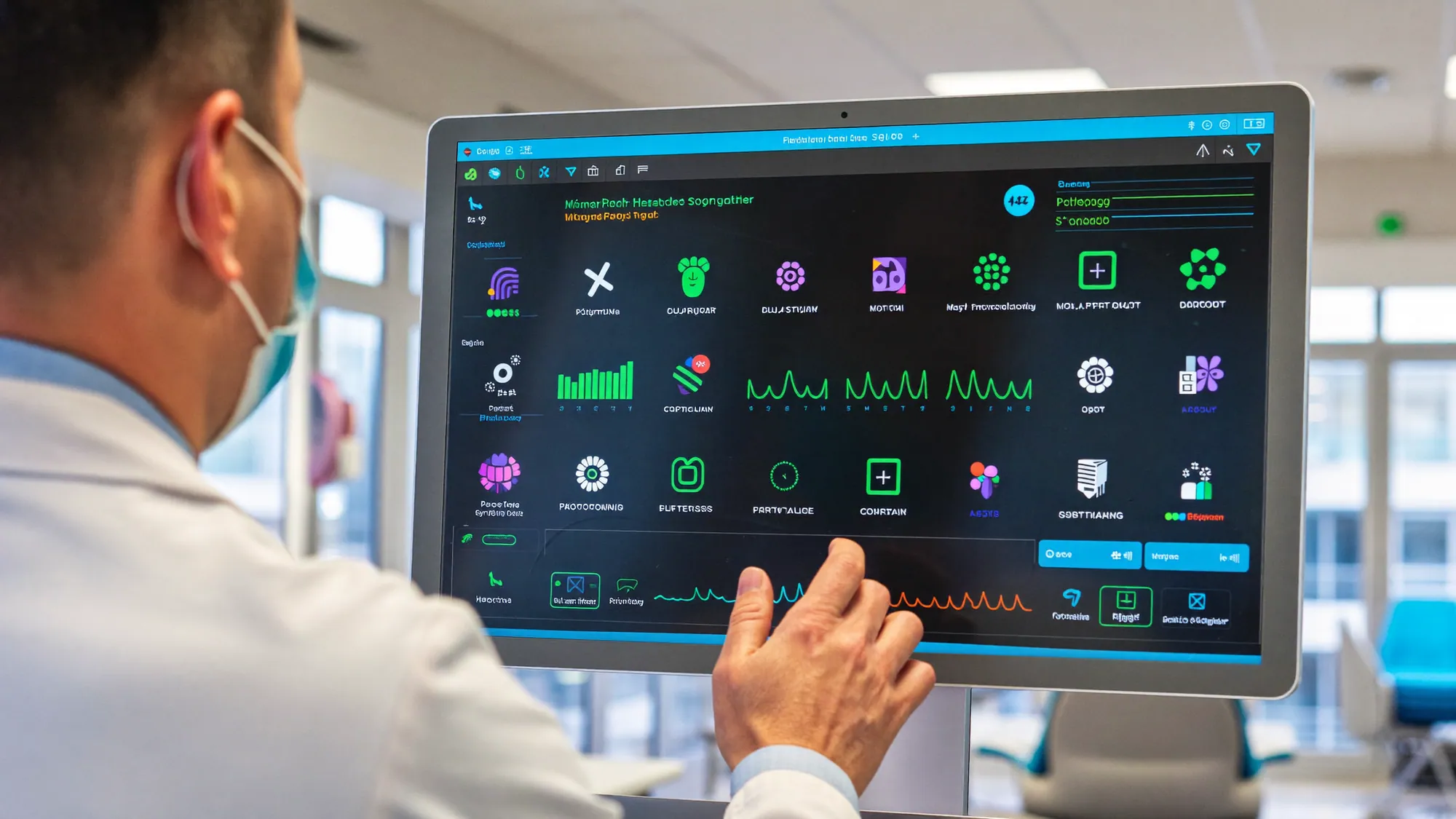 A doctor using a healthcare software dashboard, illustrating custom healthcare software development