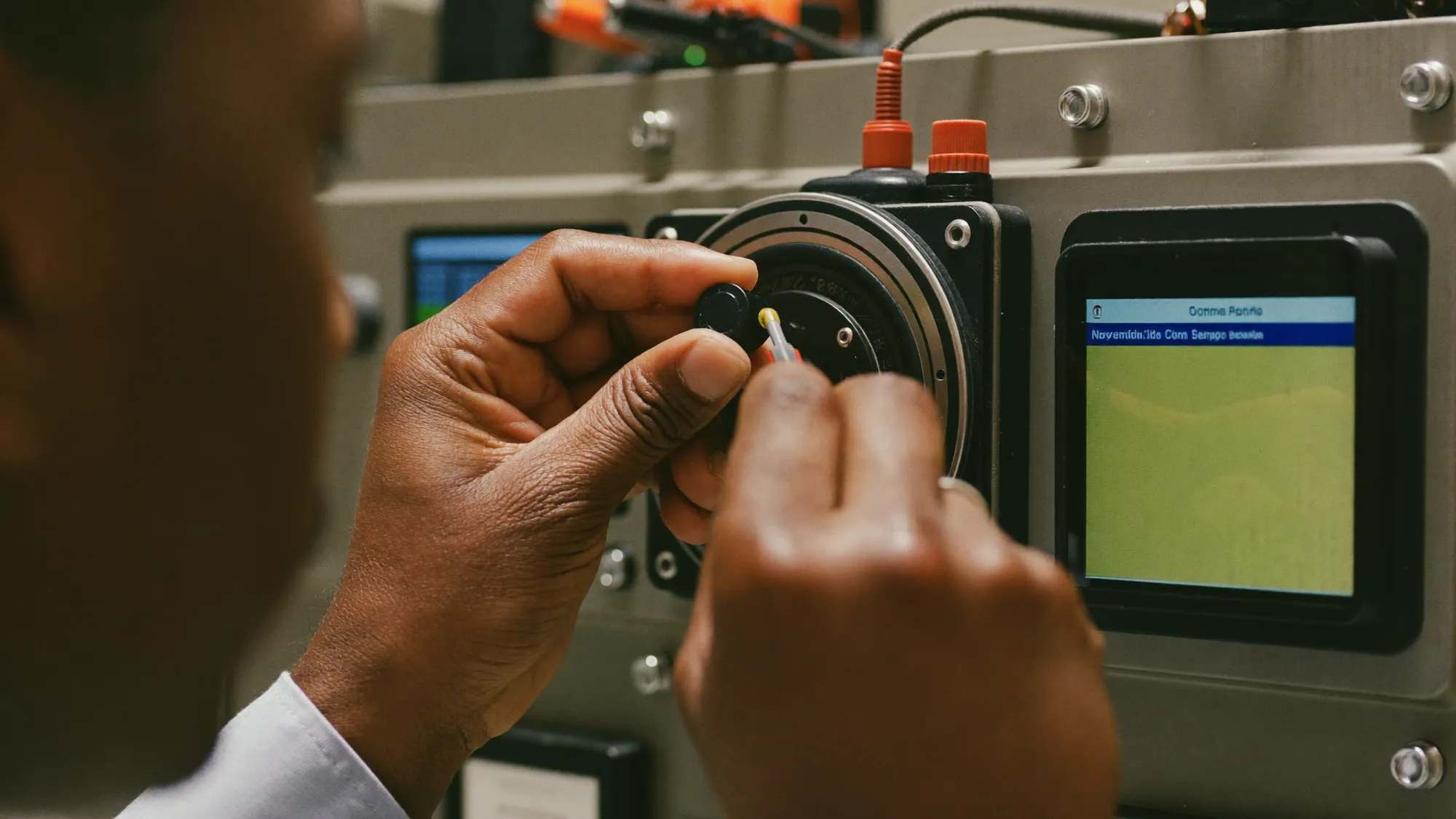 A technician installing a sensor on industrial equipment, the cost of an industrial IoT project
