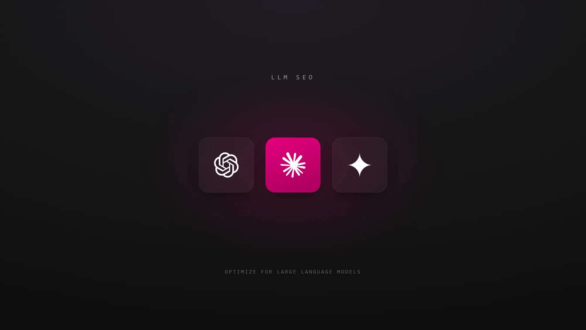 Logos of ChatGPT, Claude and Gemini, illustrating LLM SEO for large language models