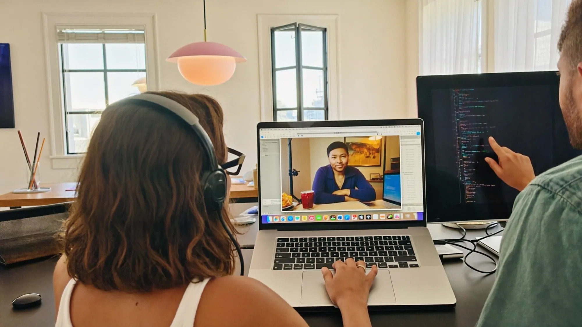 Nearshore software development team in Mexico on a live video call with a US client, collaborating in real time