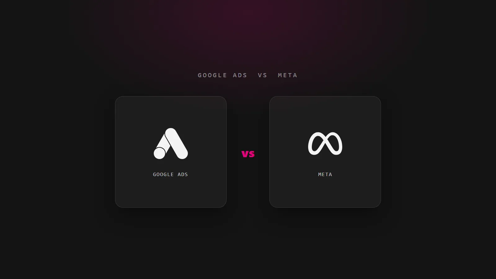 Google Ads vs Meta logos, comparing Google Ads and Facebook ads for PPC