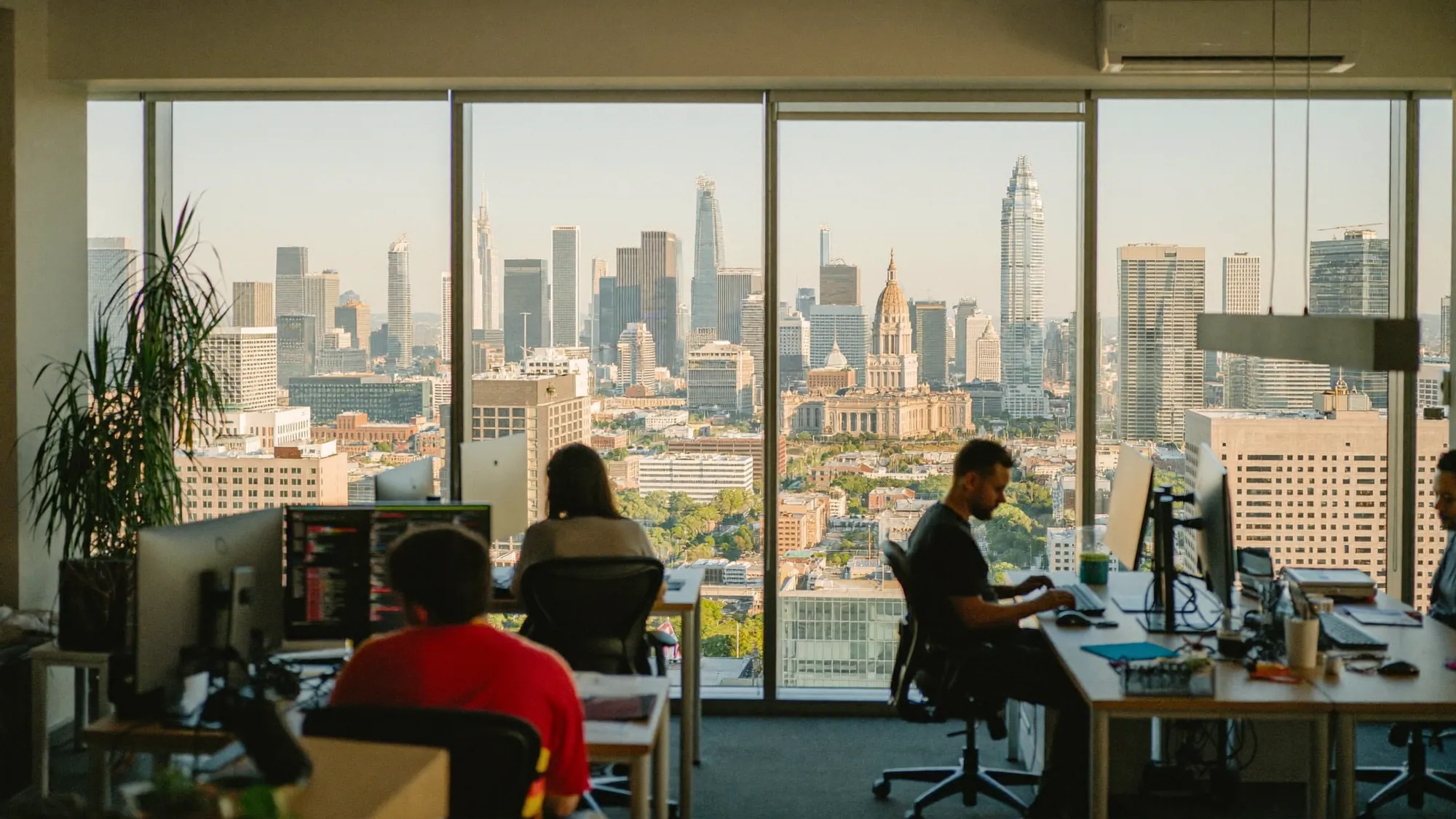 A tech office overlooking the Austin Texas skyline, among the best web development companies in Texas and Monterrey