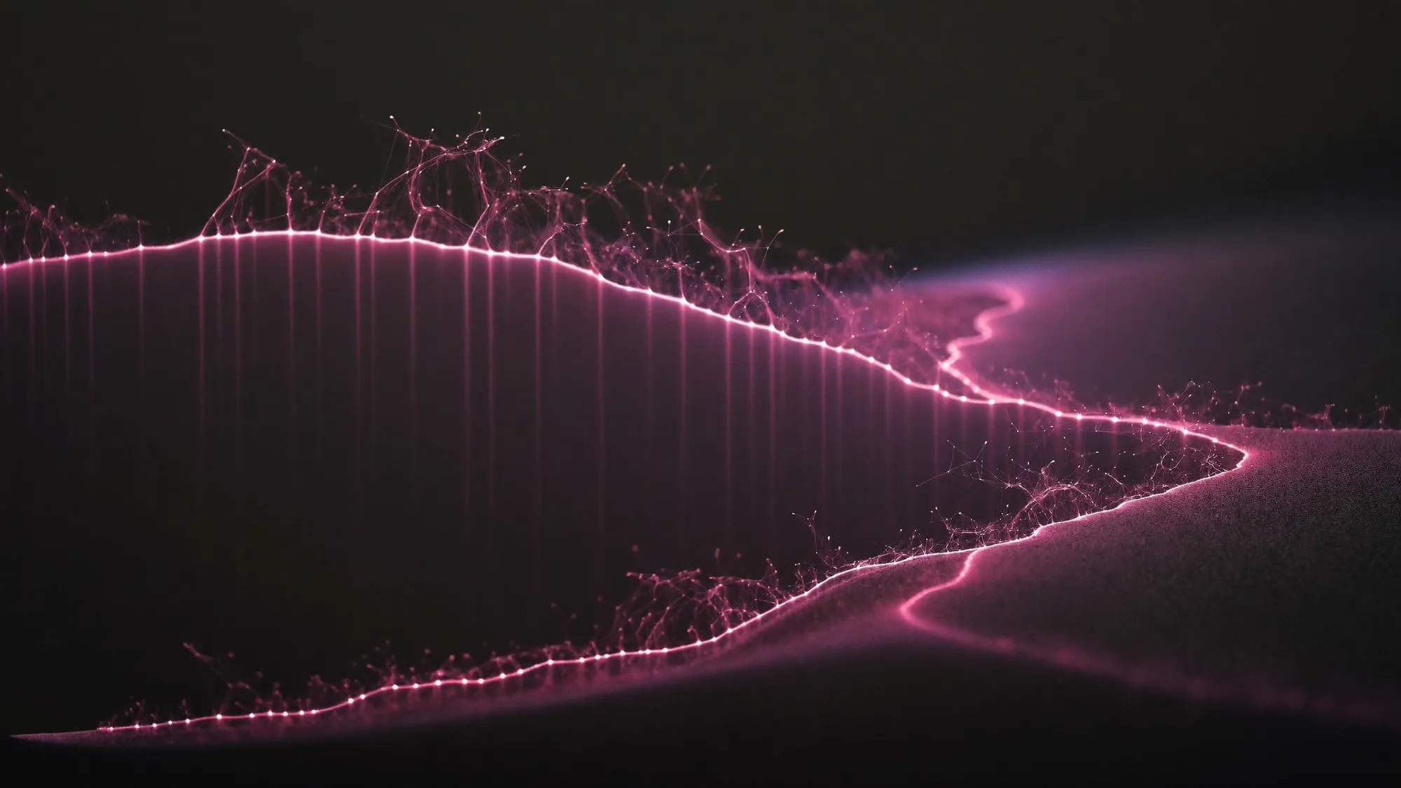 Evolve — an organic network of light growing upward