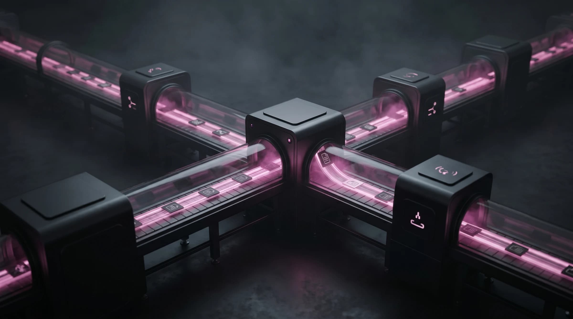 An AI-driven automation running a business process across connected systems end to end