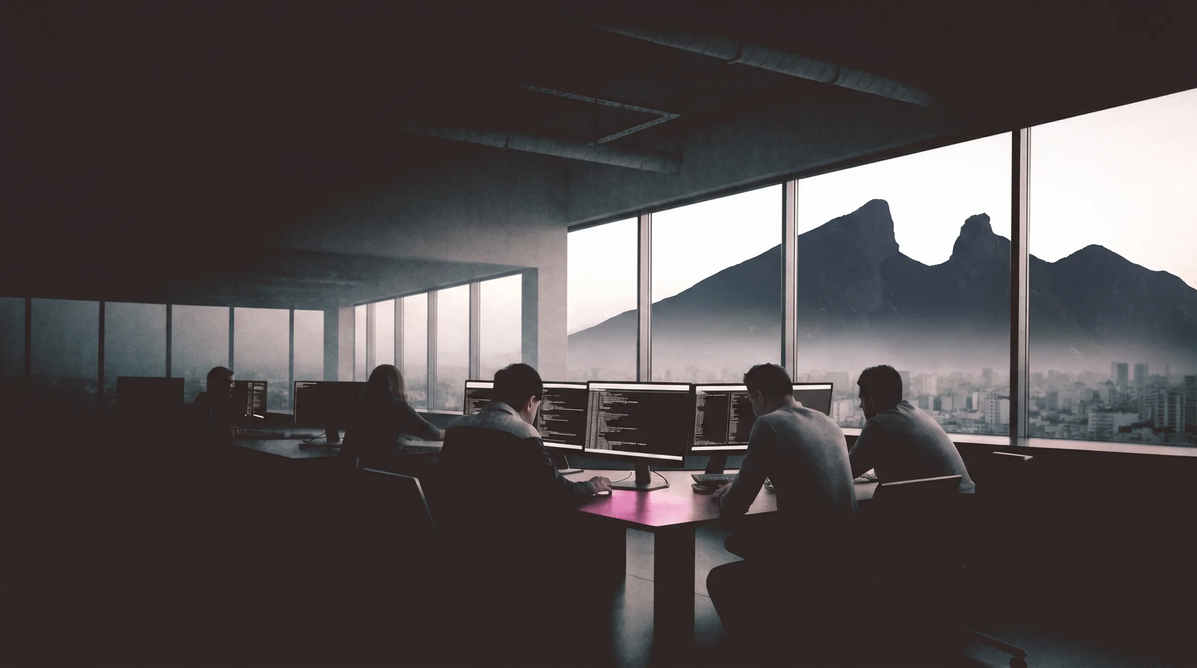 Nearshore software engineering team in Monterrey, with the Cerro de la Silla on the skyline